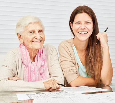 Patientin mit Betreuerin